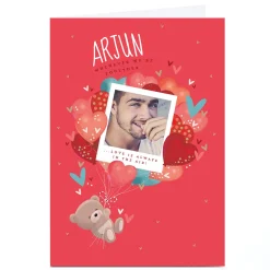 A4 Photo Hugs Bear Valentine's Day Card - Love is Always in the Air