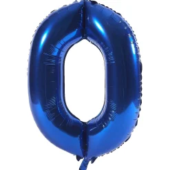 Age 60 Giant Foil Helium Numeral Balloons - Blue (deflated)