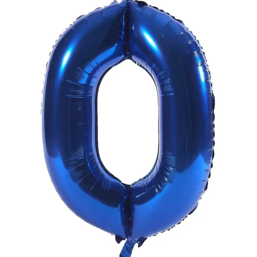 Age 60 Giant Foil Helium Numeral Balloons - Blue (deflated)