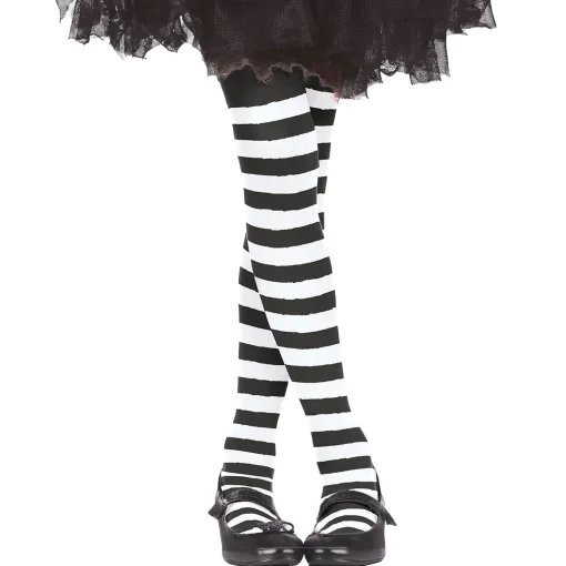 Black & White Striped Children's Tights