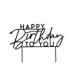 Black Happy Birthday To You Acrylic Cake Topper