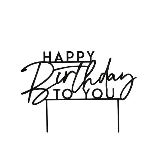 Black Happy Birthday To You Acrylic Cake Topper