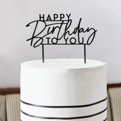 Black Happy Birthday To You Acrylic Cake Topper