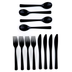 Black Plastic Cutlery Set - 18 Pieces