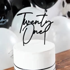 Black Twenty One Acrylic Cake Topper