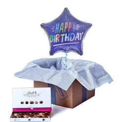 Blue Star Happy Birthday Balloon & Lindt Chocolates