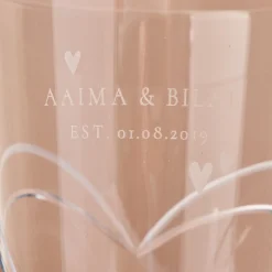 Engraved Glass Vase Embellished with Crystals - Love Hearts