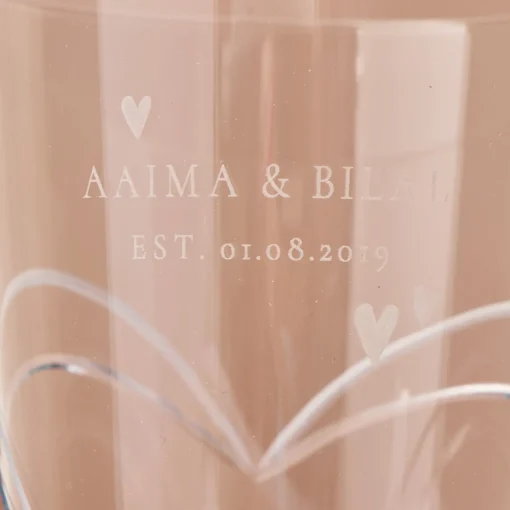 Engraved Glass Vase Embellished with Crystals - Love Hearts