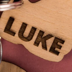 Engraved Set Of 2 Wooden Key Rings - Hand