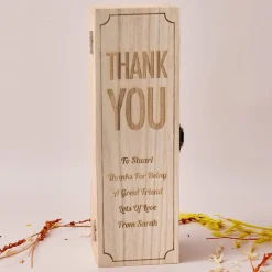 Engraved Wooden Box With Luxury Prosecco - Thank You