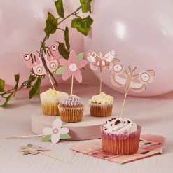 Flower & Butterfly Food Picks - Pack of 12