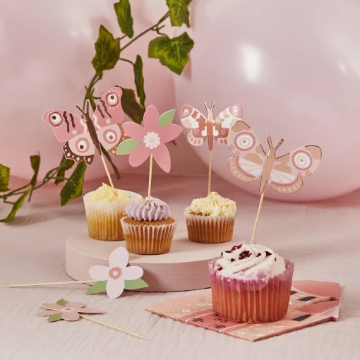 Flower & Butterfly Food Picks - Pack of 12