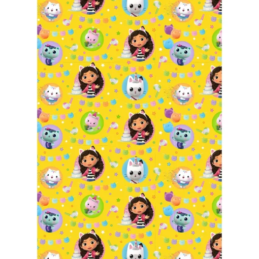 Gabby's Dollhouse Wrapping Paper - 2 Sheets & 2 Tags
