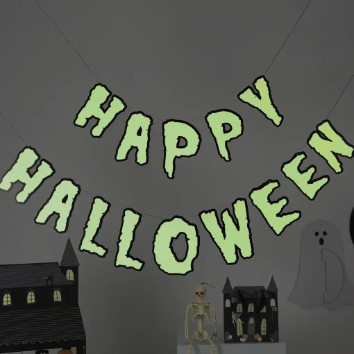 Glow In The Dark Happy Halloween Card Banner 2m