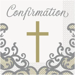 Gold & Silver Confirmation Tableware & Decorations - 16 Guests