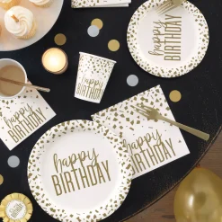 Gold Confetti Birthday Party Tableware - 16 Guests