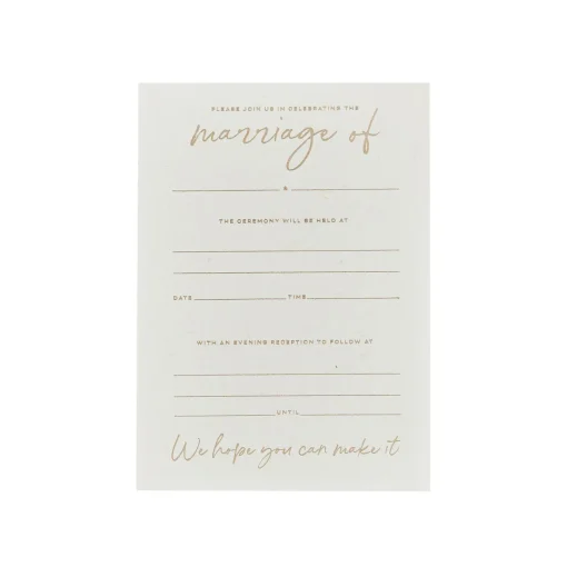 Gold Foiled C6 Wedding Day Invitations - Pack of 20