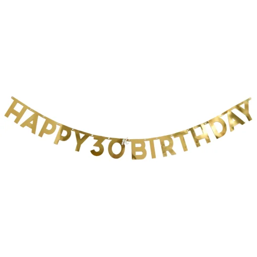 Gold Happy 30th Birthday Letter Banner