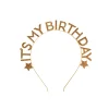 Gold It's My Birthday Glitter Metal Headband