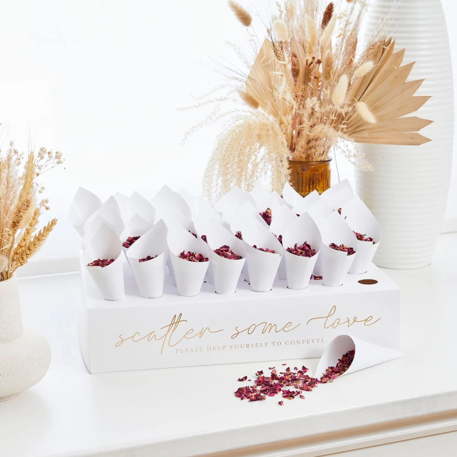 Gold Scatter Some Love Confetti Cones - Pack of 45 & Display Box