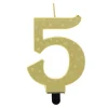Gold Starry Number 5 Cake Candle