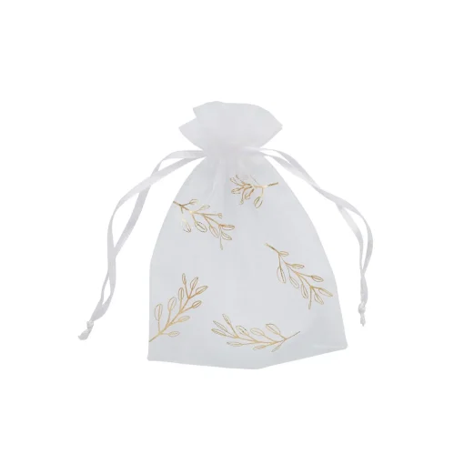Gold Vine Organza Bags - Pack of 10
