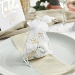 Gold Vine Organza Bags - Pack of 10