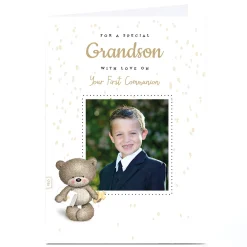 Hugs Bear First Communion Photo Card - With Love