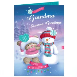 Hugs Personalised Christmas Card - Special Snowman Grandma