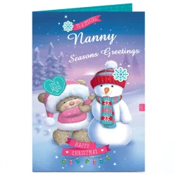 Hugs Personalised Christmas Card - Special Snowman Nanny