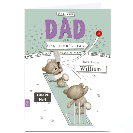 Hugs Personalised Father's Day Card - Cricket Bears Dad
