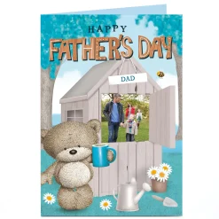 Hugs Photo Father's Day Card - Bear With Brew And Shed