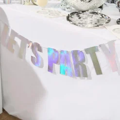 Iridescent Let's Party Card Banner 2m