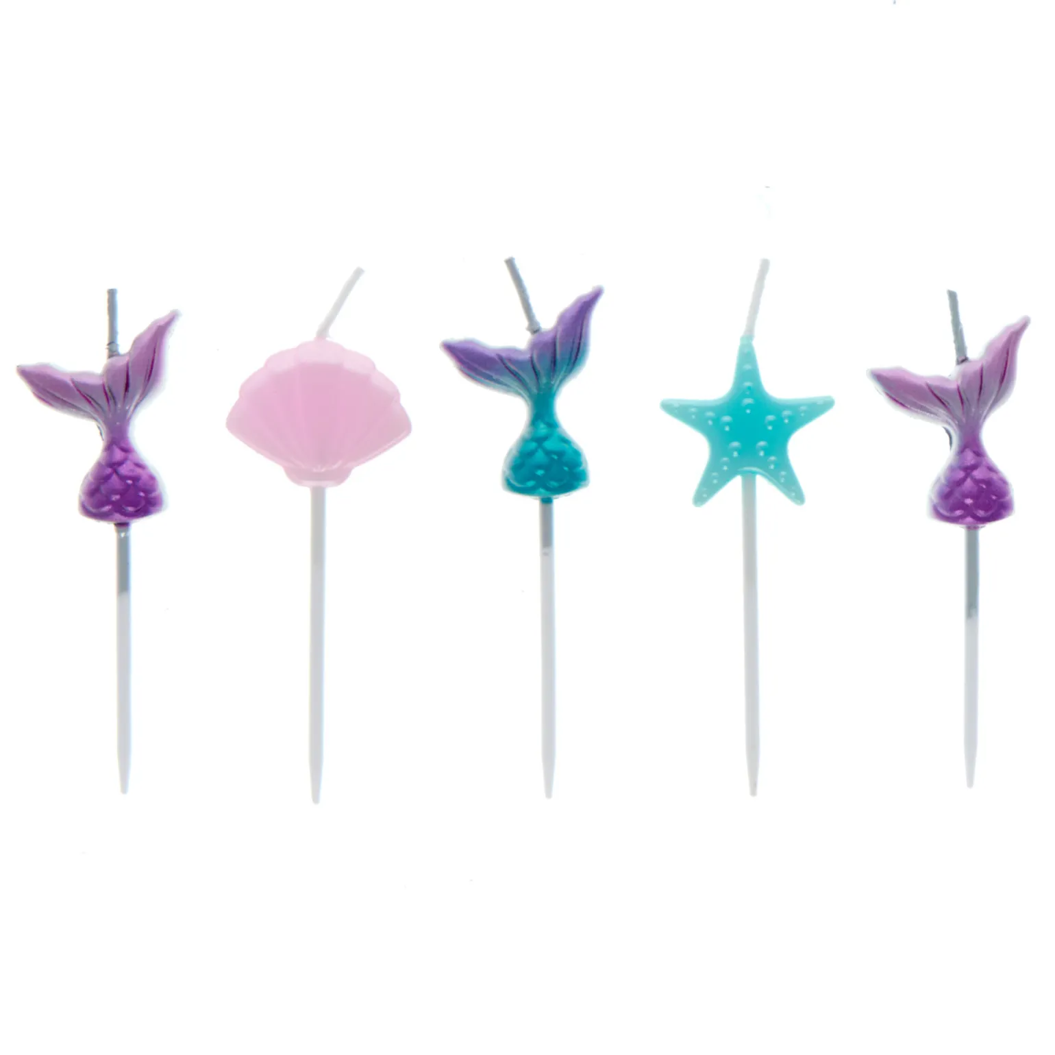 Mermaid Pick Cake Candles - Pack of 5
