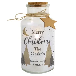 Merry Christmas Decorative LED Light-Up Glass Jar