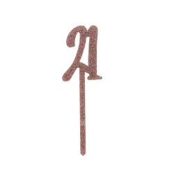 Metallic 21 Glitter Acrylic Cake Topper (3 Colour Options)