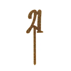 Metallic 21 Glitter Acrylic Cake Topper (3 Colour Options)