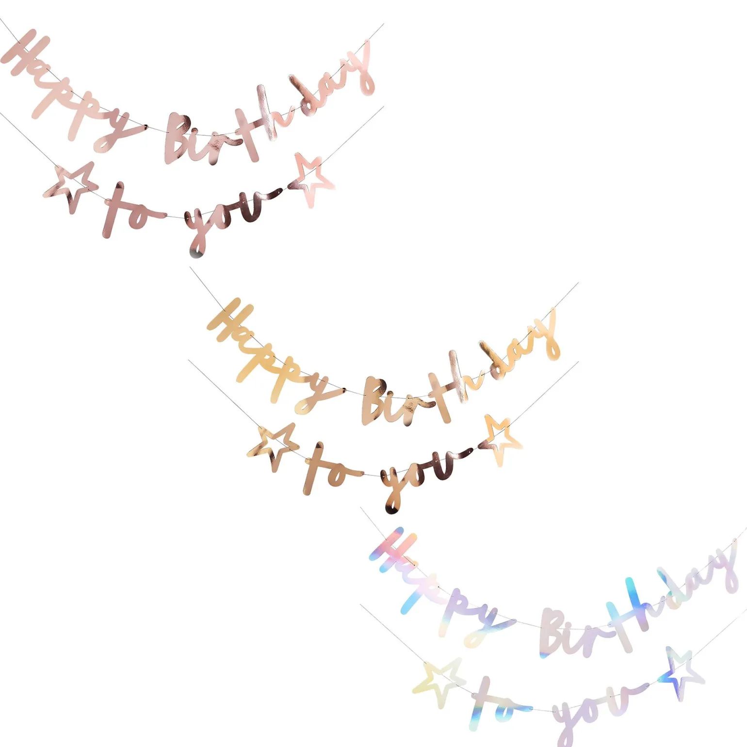Metallic Happy Birthday To You Card Banner (3 Colour options)