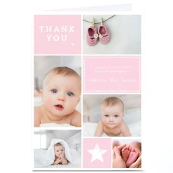 New Baby Photo Card - Pink Thank You