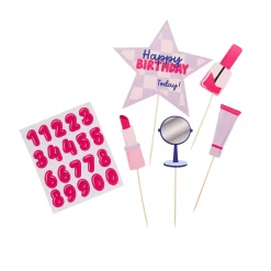 Pamper Party Happy Birthday Card Cake Topper Set