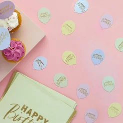 Pastel Happy Birthday Balloon Shaped Table Scatter