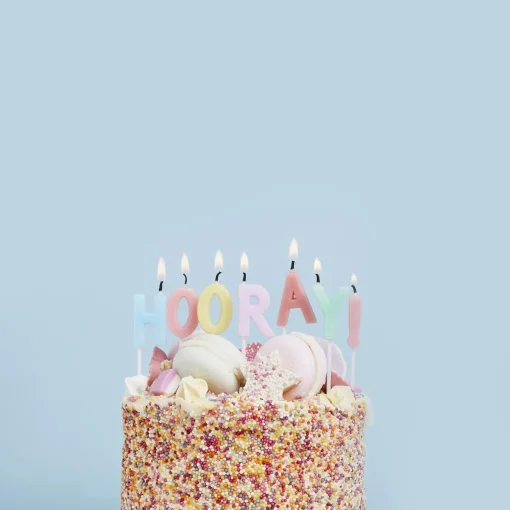 Pastel Hooray Cake Candles - Pack of 7