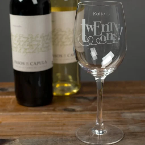 Personalised 21 Years Old Wine Glass