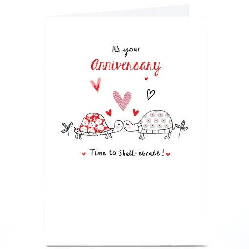 Personalised Anniversary Card - Tortoise Couple Time To Shell-ebrate
