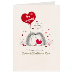 Personalised Anniversary Card - Hedgehogs Sister & Brother in Law