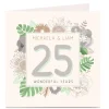 Personalised Anniversary Card - Flowers & Green Leaves