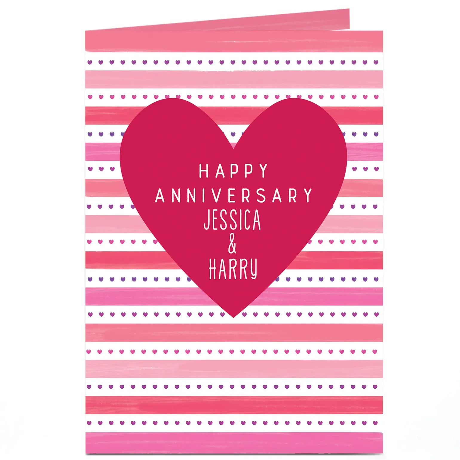 Personalised Anniversary Card - Love Heart Stripes