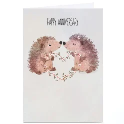 Personalised Anniversary Card - Hedgehogs with Flower Heart