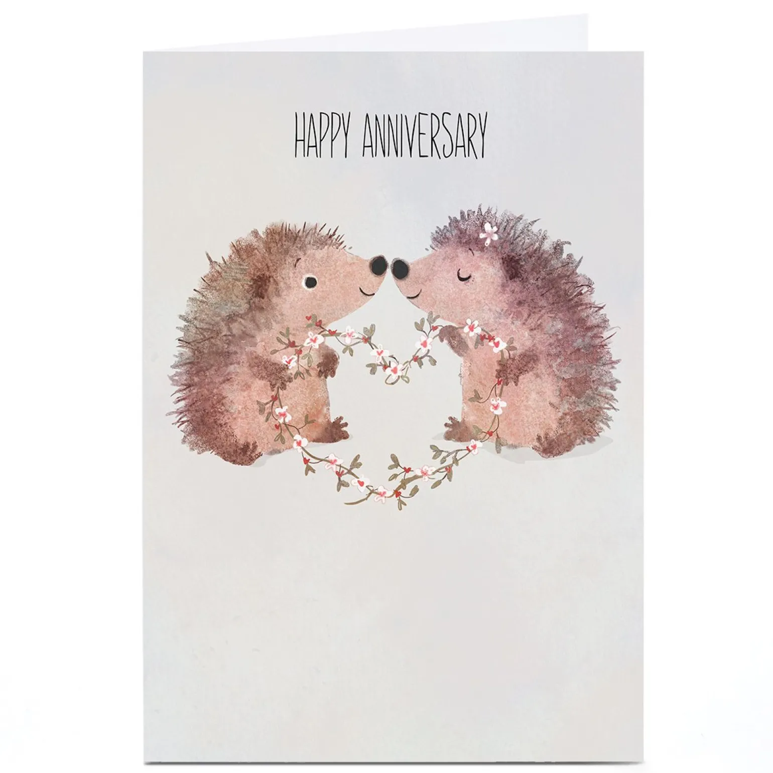 Personalised Anniversary Card - Hedgehogs with Flower Heart