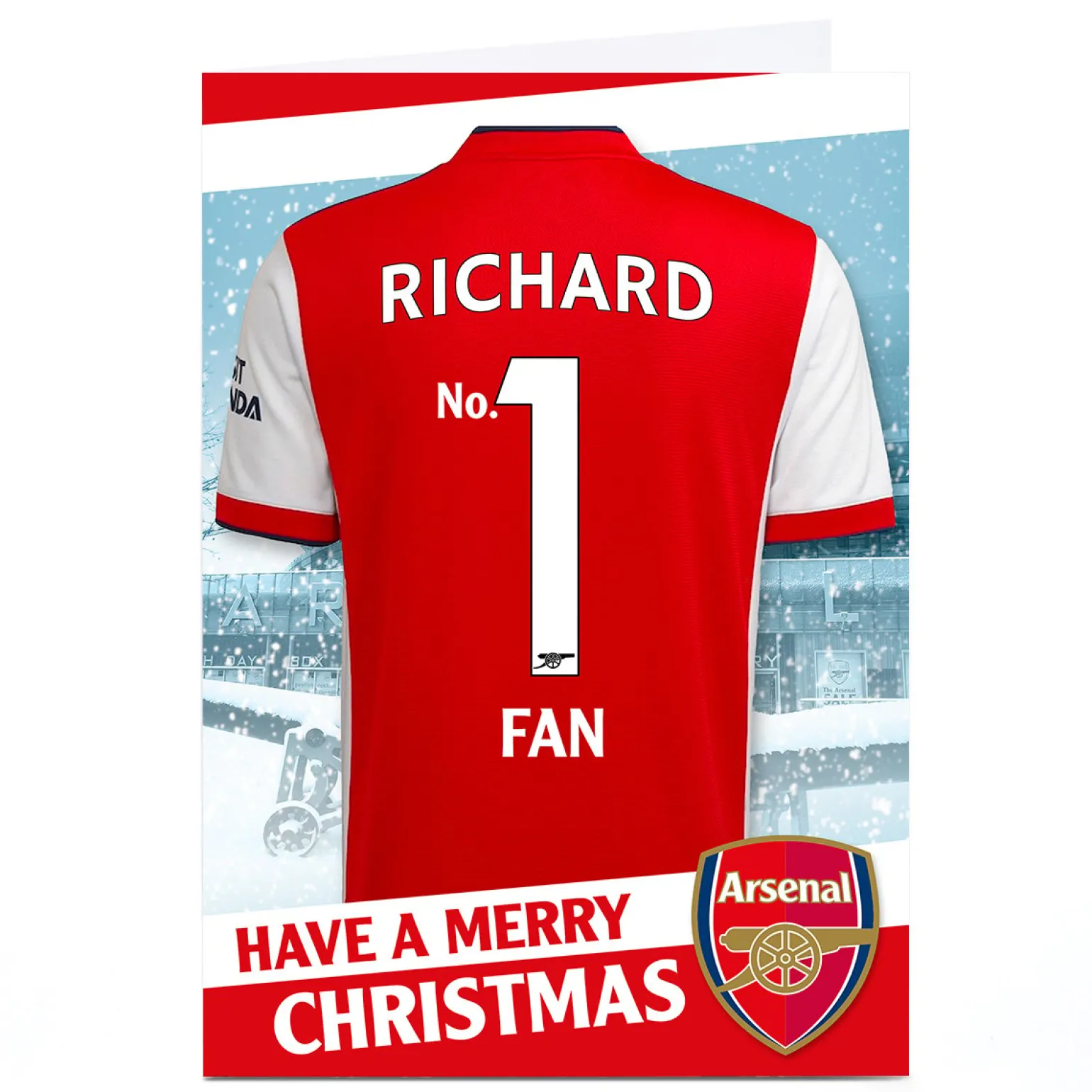Personalised Arsenal FC Christmas Card - Football Shirt